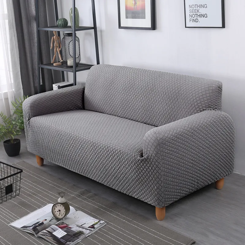 

100% Knitted Sofa Cover All-inclusive Solid Color Stretch Elastic Fabric Slipcovers For Living Room Sectional Couch Covers