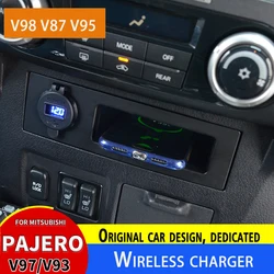 Hivotd Wireless Charger QI Fast Phone Charging Case Board Interior Accessories Car Modification For Mitsubishi Pajero 2017 2018
