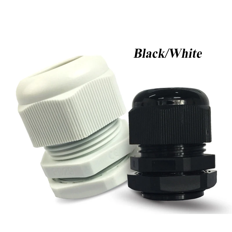 1/2/5/10pcs Waterproof Cable Gland Cable Entry IP68 PG7-PG36  White/Black Nylon Plastic Connector Joint