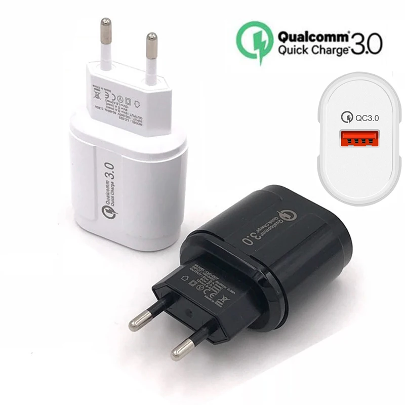 

24W Quick Charge 3.0 USB Charger QC3.0 QC Fast Charging EU Plug Adapter Wall Mobile Phone Charger For iPhone Samsung Xiaomi