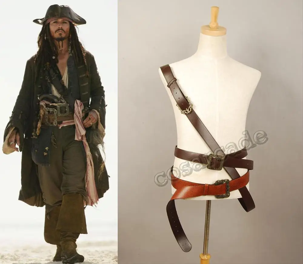 

Fast Delivery Pirates Captain Jack Cosplay Sparrow Baldric Belt+Buckle Strap Halloween Carnival Prop