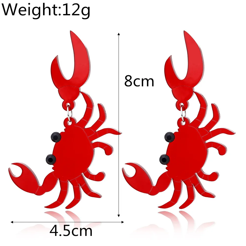 XIYANIKE Resin Acrylic Crabs Earrings 2019 Cute Statement Fashion Women Jewelry Metal Brinco Funny Drop Earrings