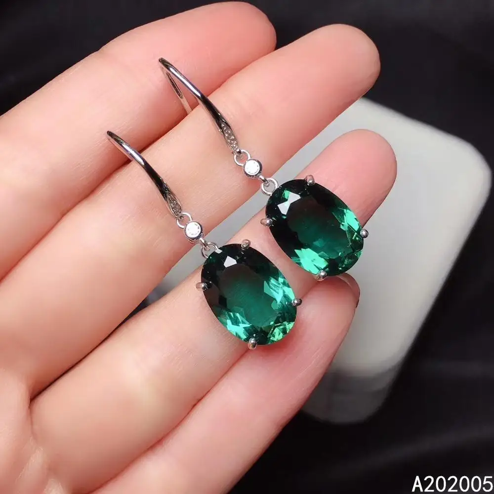 

KJJEAXCMY Fine Jewelry 925 sterling silver inlaid Green crystal female earrings Eardrop luxury hot selling