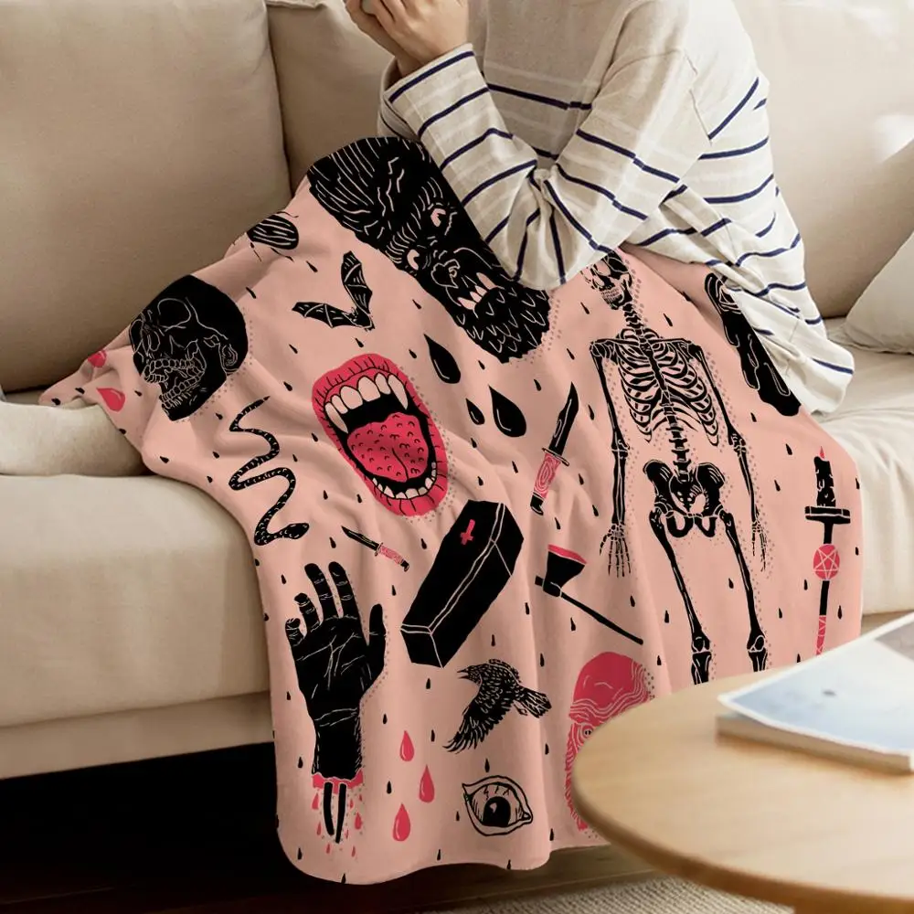 Hot Selling Flannel Blanket Whole Lotta Horror Design Throw Blanket Warm Microfiber Blanket Travel Sofa Cover