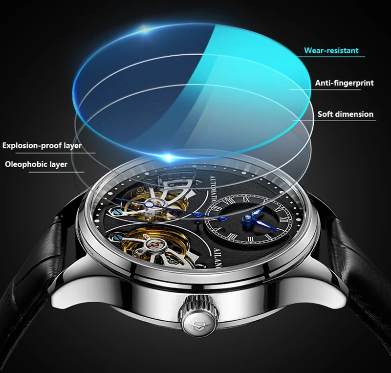 2022 New AILANG Brand Men Automatic mechanical Watches Top Leatehr Waterproof Steampunk Watches Mens Skeleton Clock Rome Relogio