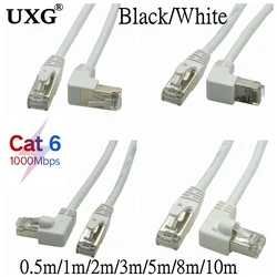 Biały Cat6 kabel Ethernet RJ45 przewód sieciowy Patch 90 stopni w prawo do kąt nachylenia Cat6a Lan krótki kabel do laptopa TV, pudełko