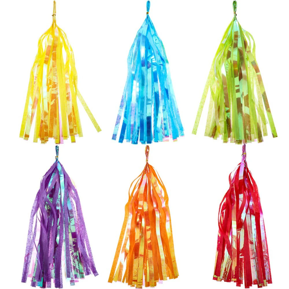 Unicorn Party Garland Rainbow Iridescent Tassel Garlands Paper Flower Wedding Decoration Birthday Baby Shower Party Decorations