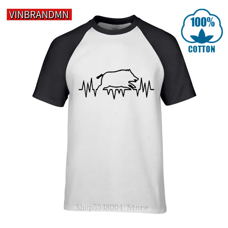 Novelty Wild Boar Heartbeat Huntings Design T shirt Funny Wild Boar Electro Cardiagram T-shirts humor pulse tshirt 2020 hot sale