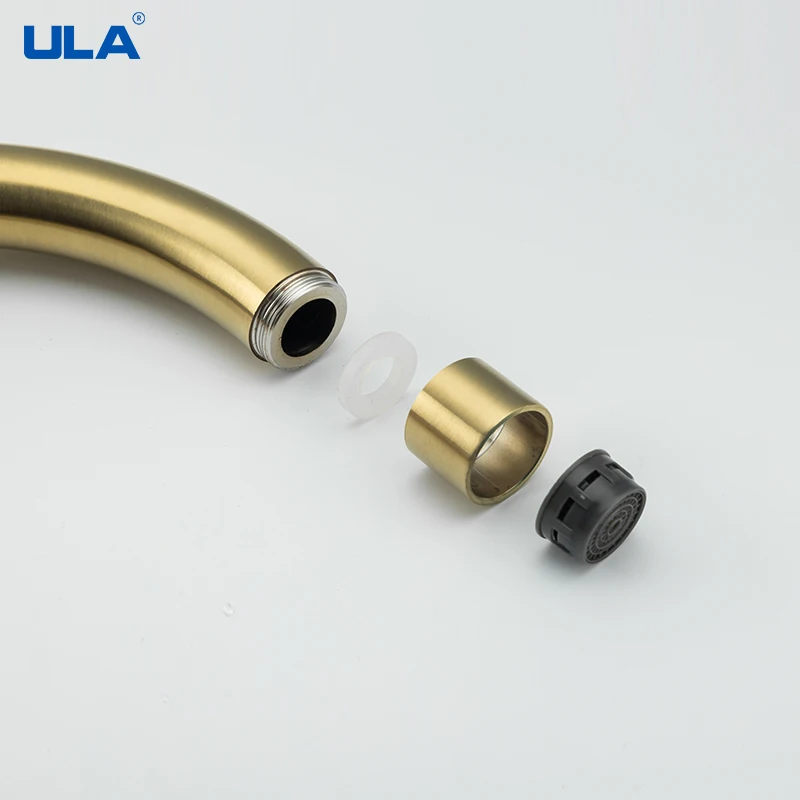 ULA Kitchen Faucet Gold Stainless Steel 360 Rotate Kitchen Tap Faucet Deck Mount Cold Hot Water Sink Mixer Taps Torneira