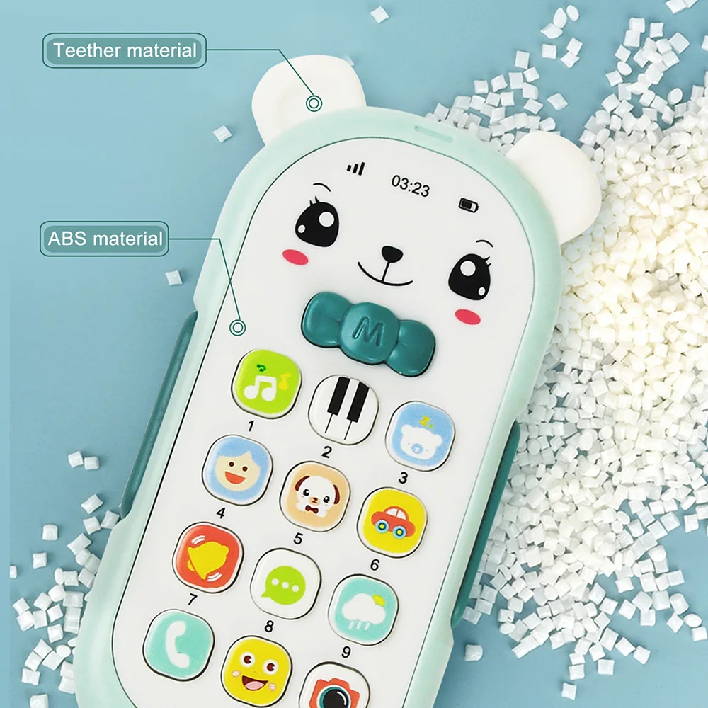 Baby Musical Mobile Phone Cartoon Teether Phone with Sound & Light Telephone Electronic Toy Eucational Learning Toys Baby Gifts