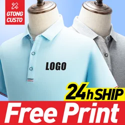 GTONG S-4xl Summer Men'S Short Sleeve Polo Shirt Customization/Printing Logo Casual Cotton Polo Shirt Men'S Top Embroidered Text
