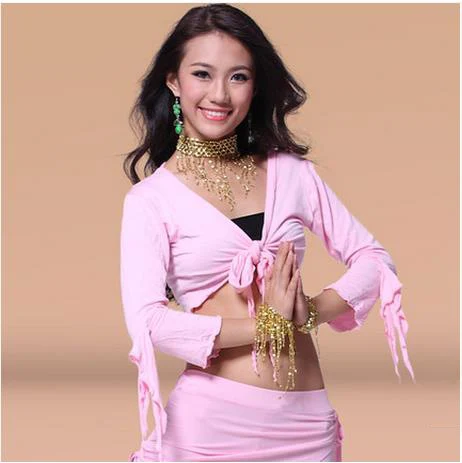 ใหม่มาถึงผ้าฝ้าย Belly Dance Top Momen แขนยาว Belly Dance Tops เซ็กซี่ Top 9สี