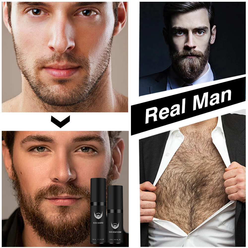 4pcs/Set Beard Growth Oil For Men Beard Growth Serum Roller Comb Kit False Mustache Hair Growth Set Beard Spray Beard Care Kit