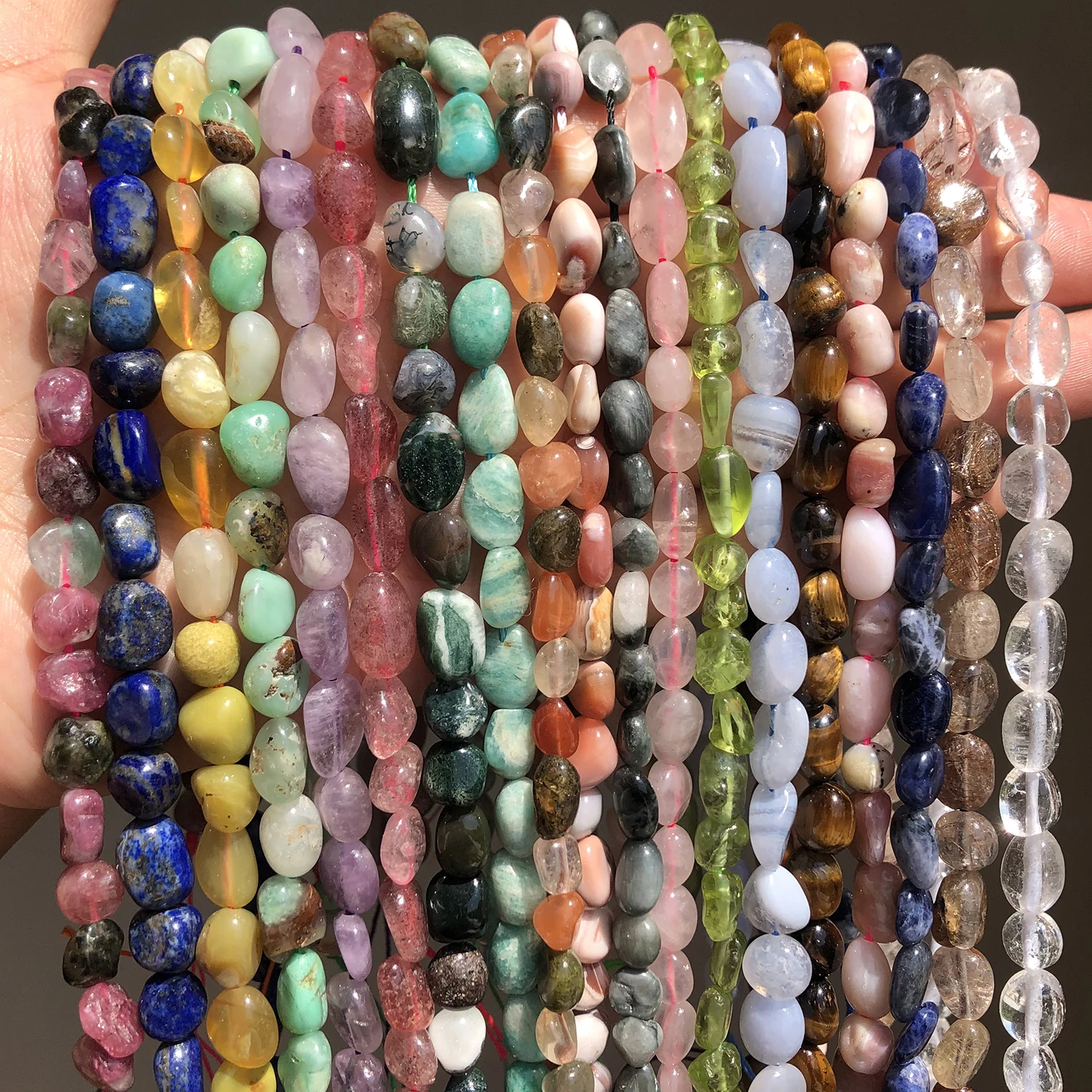 5-7mm Natural Stone Beads Citrines Amazonite Apatite Opal Irregular Loose Gems Beads for Jewelry Making Bulk DIY Bracelet 15\'\'