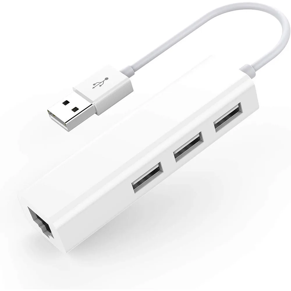 3 USB 2.0 Ports Hub With USB Ethernet RJ45 LAN Adapter Laptop Ethernet Dock Network Extender For Mac IOS Android PC Chromebook