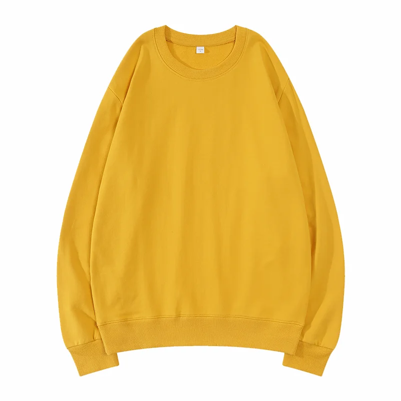 Round Neck Sweater Solid Color Thin Top Long Sleeve Men and Women Same Style Customized Embroidery Printing hoodies Sweatshirts