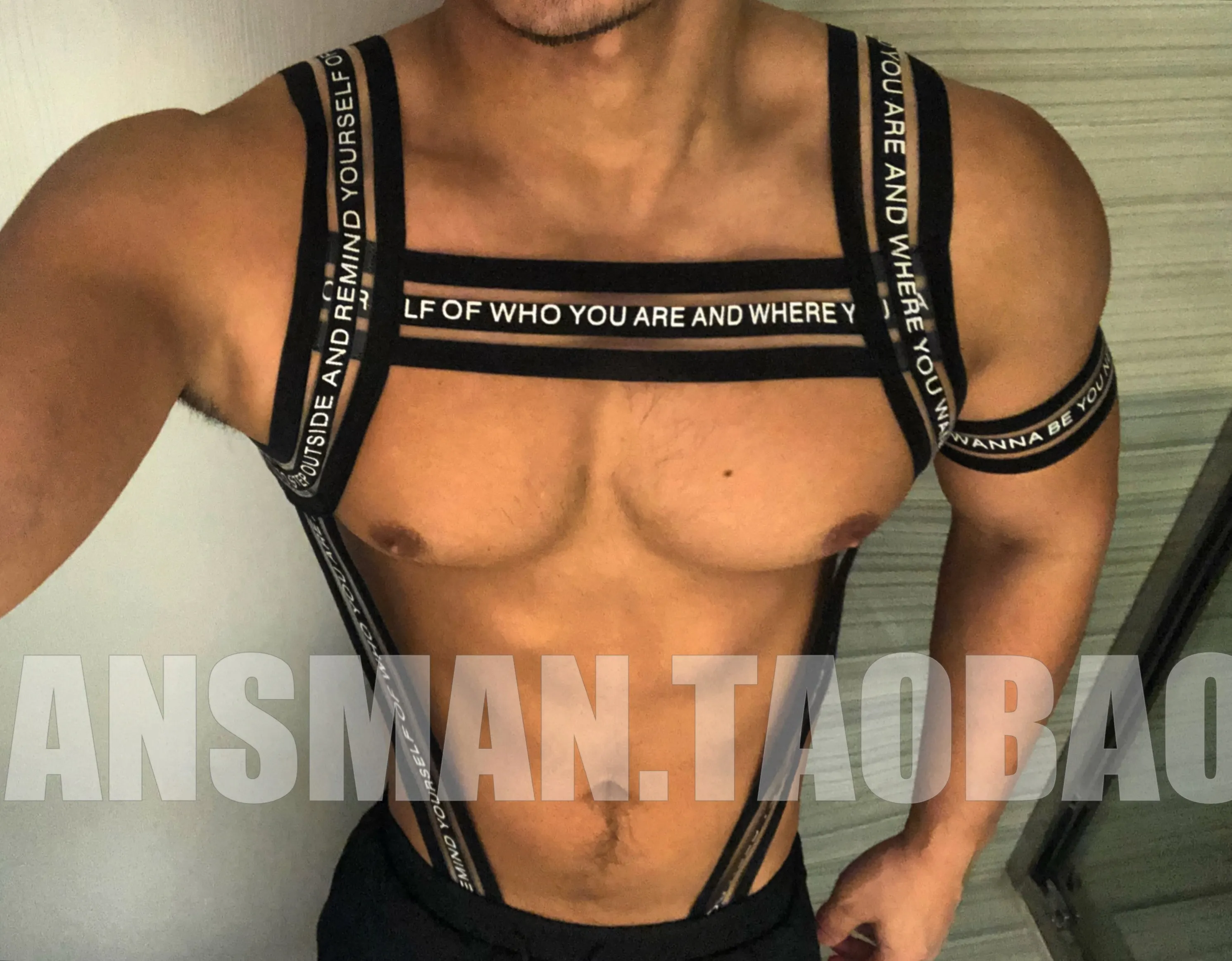 Nightclub DJ Male gogo Costumes Elastic Bandage one-piece Hollow Chest Strap Stage Show Sports Sexy Straps