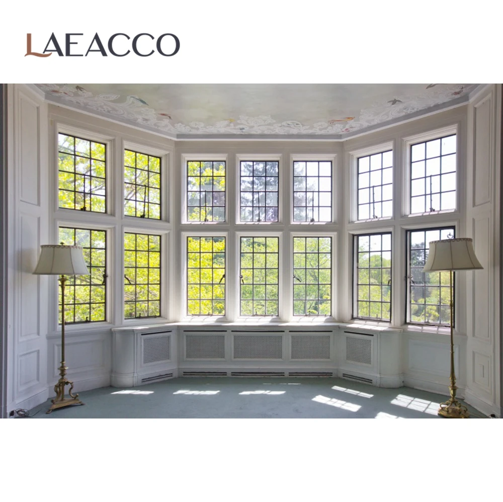 

Laeacco Window House Sunshine Tree Interior Scenic Photographic Backgrounds Customized Photography Backdrops For Photo Studio