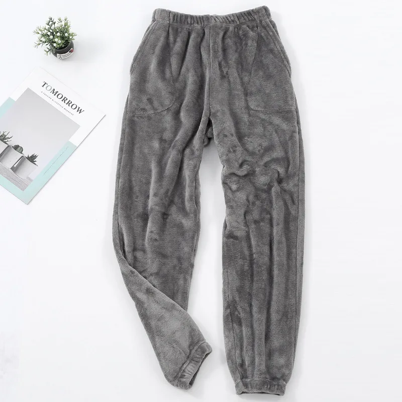 New Winter Flannel mens sleep bottoms thicken warm sweatpants mens pajamas pants comfort Slacks pijamas couple casual trousers