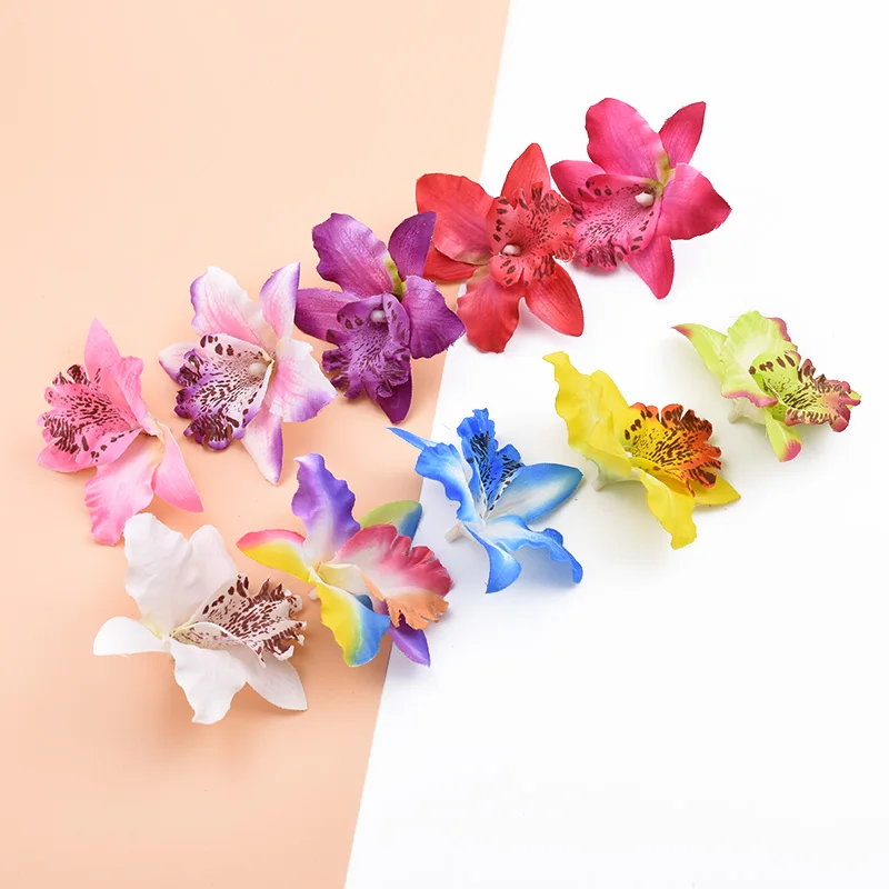 100/200pcs Silk Butterfly orchid Artificial flowers Christmas decor for home Diy Wedding bridal accessories clearance Candy box