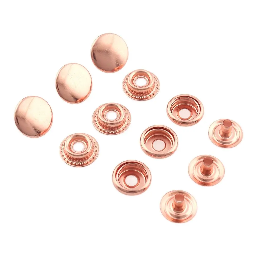 30 set 15mm Borchie a pressione in metallo Bottoni per cucire Elementi di fissaggio a scatto Oro rosa Cucito Borse artigianali in pelle Indumento