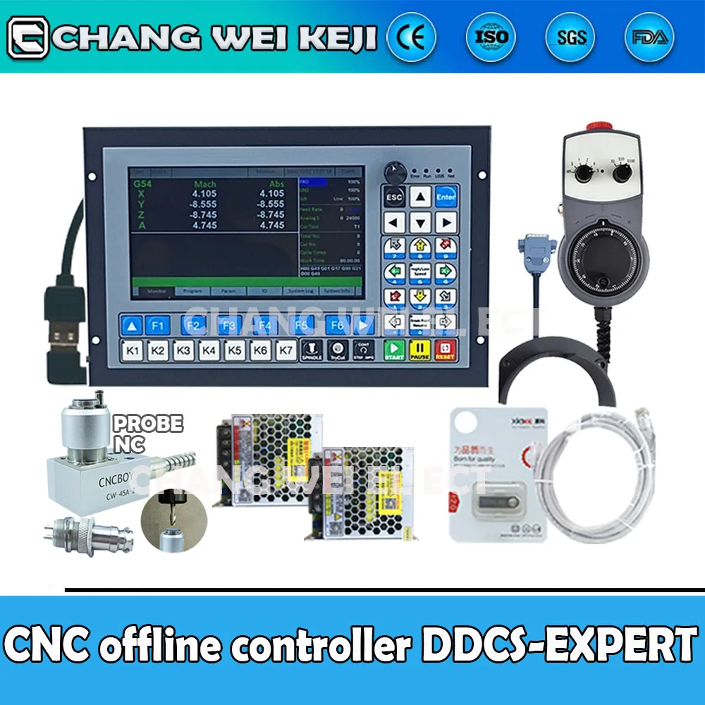 

DDCS-EXPERTNC offline controller 3/4/5 axis CNC drilling and milling G code emergency stop handwheel MPG75W24V-DC CNC PROBE-NC