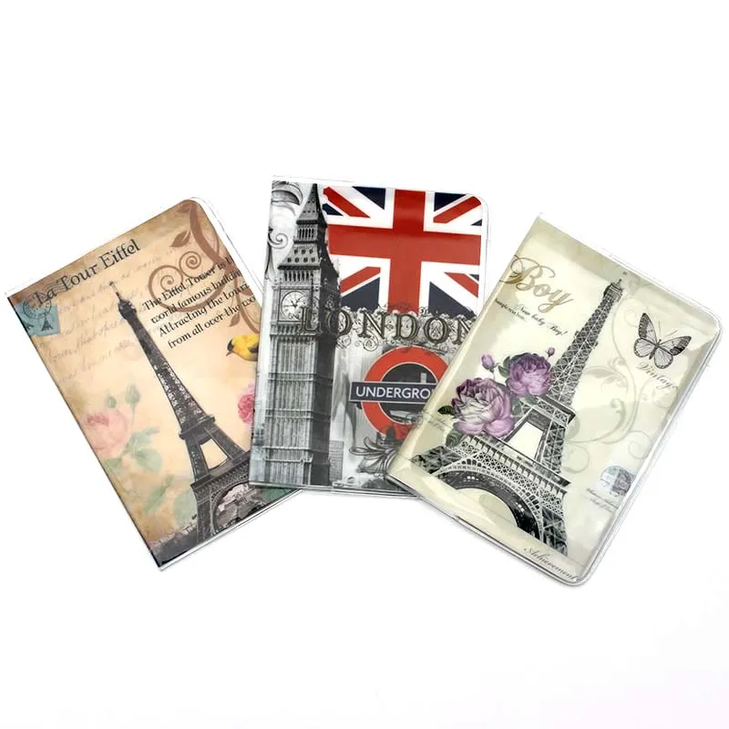 Newest Travel Accessories Eiffel Tower Passport Holder PVC Leather Travel Passport Cover Case Card ID Holders 14cm*9.6cm