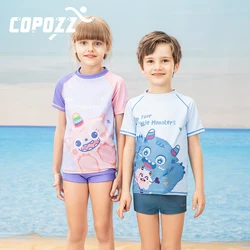 COPOZZ costumi da bagno per bambini Split manica corta Cartoon sport costume da bagno tute da surf abbigliamento da spiaggia per ragazzi ragazze protezione UV 50 +