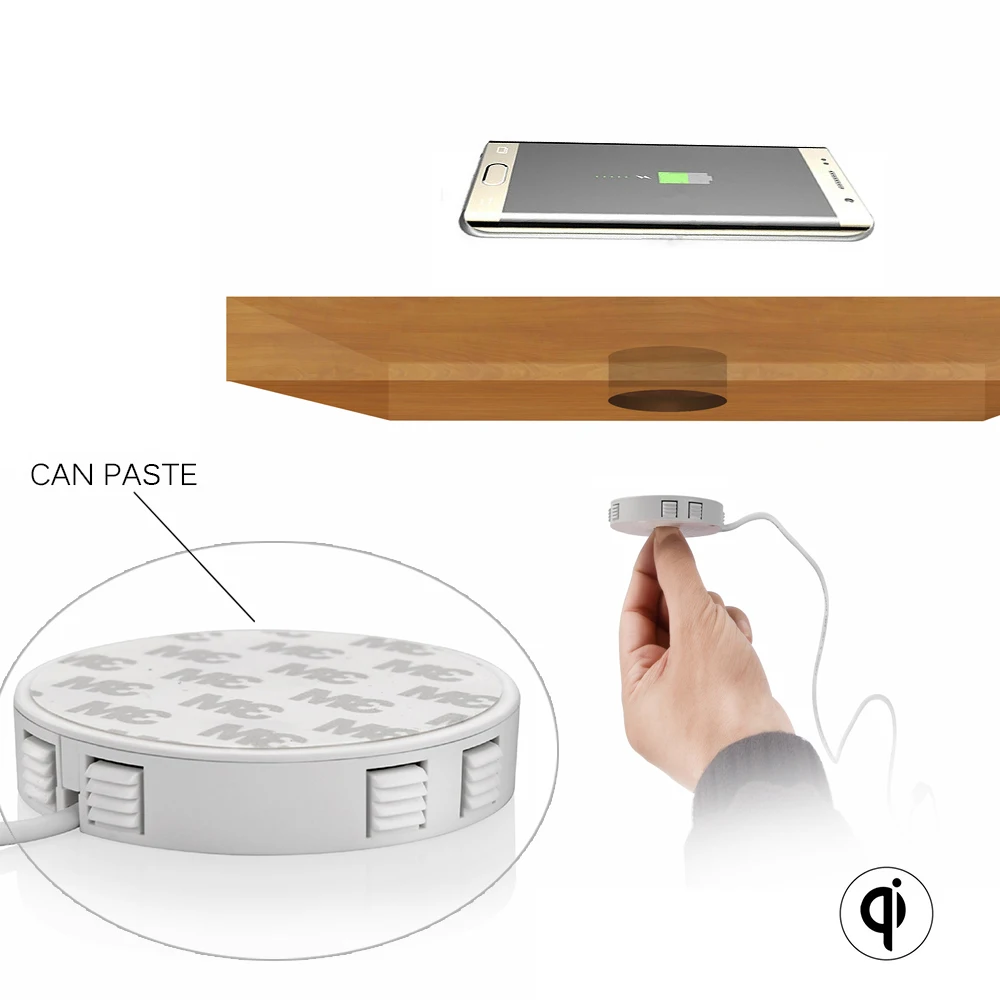 Invisible Wireless Charger QI Desk Embeded Fast Charging for Pad Iphone 11 X Samsung Xiaomi Easy Installation Quick Charger