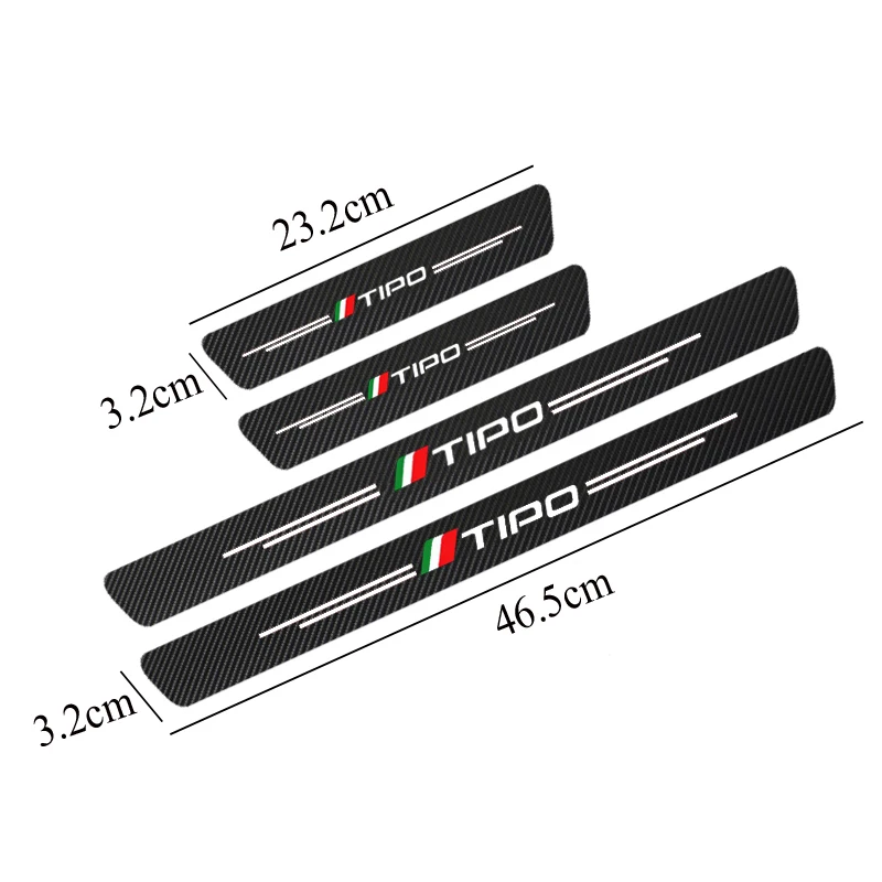 4 Pièces Autocollants Protection Seuil Porte Voiture Fiat 500 - Fibre Carbone Anti-Rayures - Accessoires Voiture Noirs