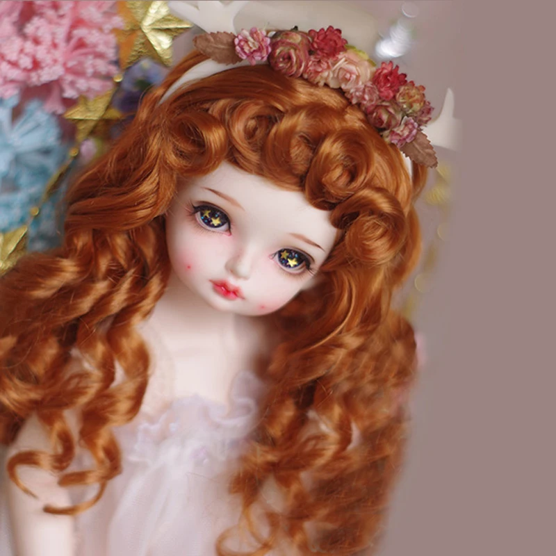 

D03-P606 children toy BJD DD SD MSD 1/6 1/4 1/3 doll's Photo props Accessoriess orange brown Mohair wig curls 1pcs