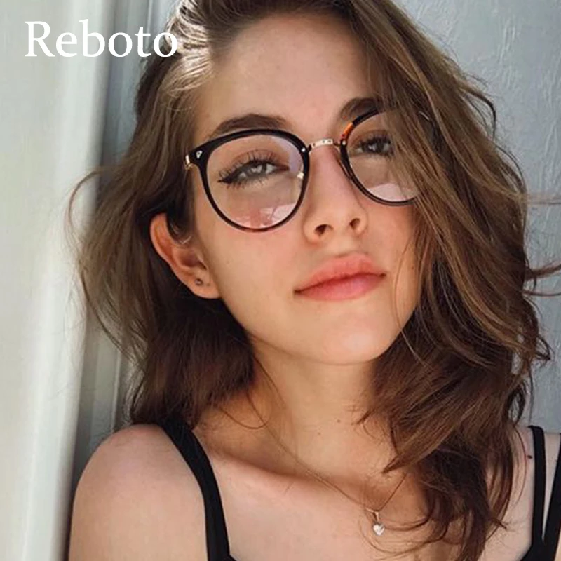Vintage Round Anti Blue Light Women Computer Glasses Frame Fashion Brand Designer Clear Lens Transparent Women's Eyeglass Frame