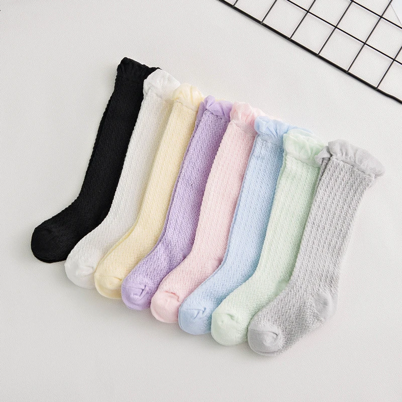 Baby Girls High Tube Stockings For Children Boys Breathable Stocks Kids Socks Over the Knee Socks Cute Cotton Summer Hot