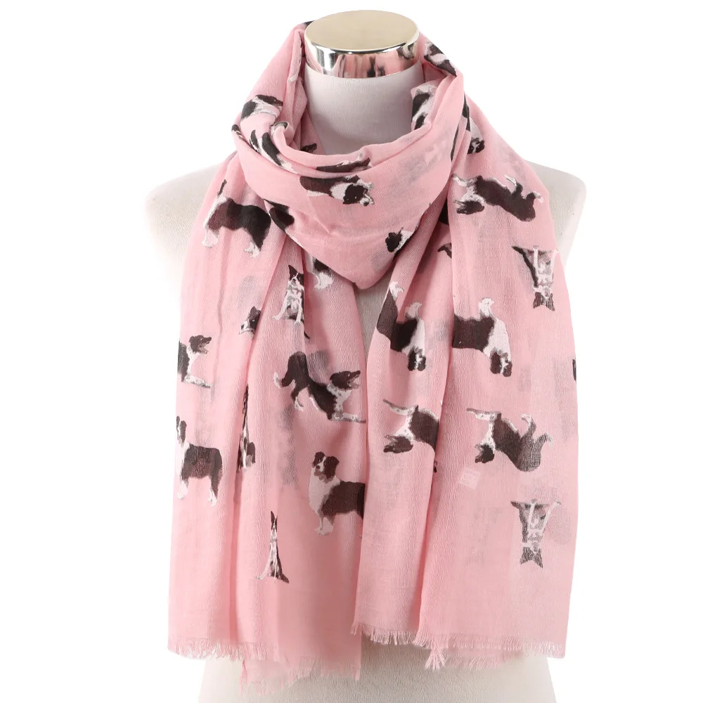 2019 New Cute Dog Print Scarf Shawls Long Warm Animal Soft Border Collies Wrap Scarves Hijab 4 Color