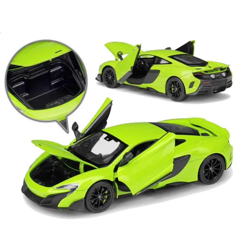 

19.5cm DieCast 1/24 Classic Sport Car Model 675lt With Steering Wheel Control Front Wheel Steering Toys model show