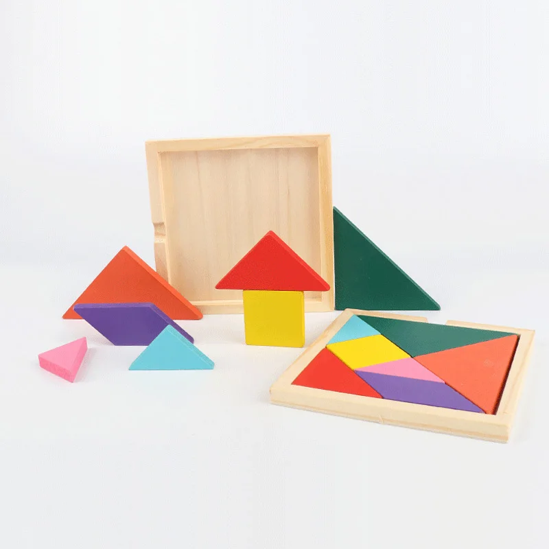 Kids Montessori Wooden Tangram Puzzle Thinking Training Game Baby Learning Educational Toys 3D Jigsaw for Children