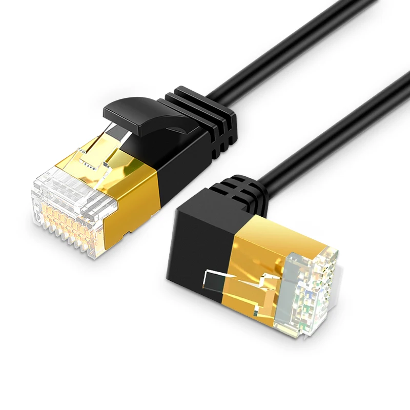 Cienki kabel Ethernet RJ45 Cat7 6 Lan Ultra cienki kabel UTP kabel sieciowy RJ45 do kompatybilnego z Cat6 kabla Patch 90 stopni kąt prosty