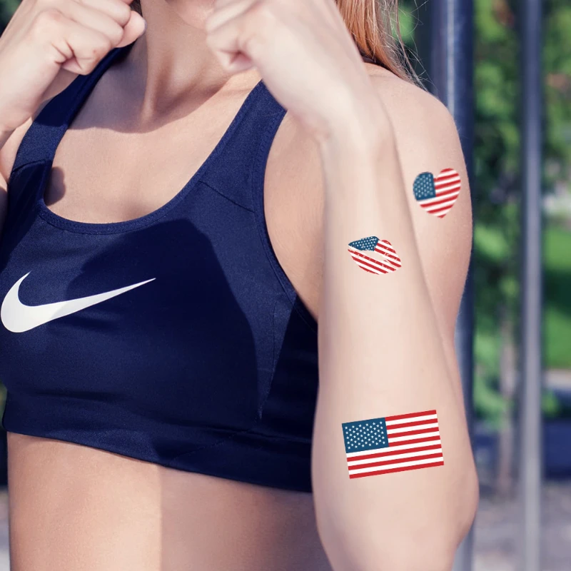 5PCS National Flag Temporary Tattoo Face Arm Art Men Women Fake Tatoo World Brazil Russia America Football Game Tattoos