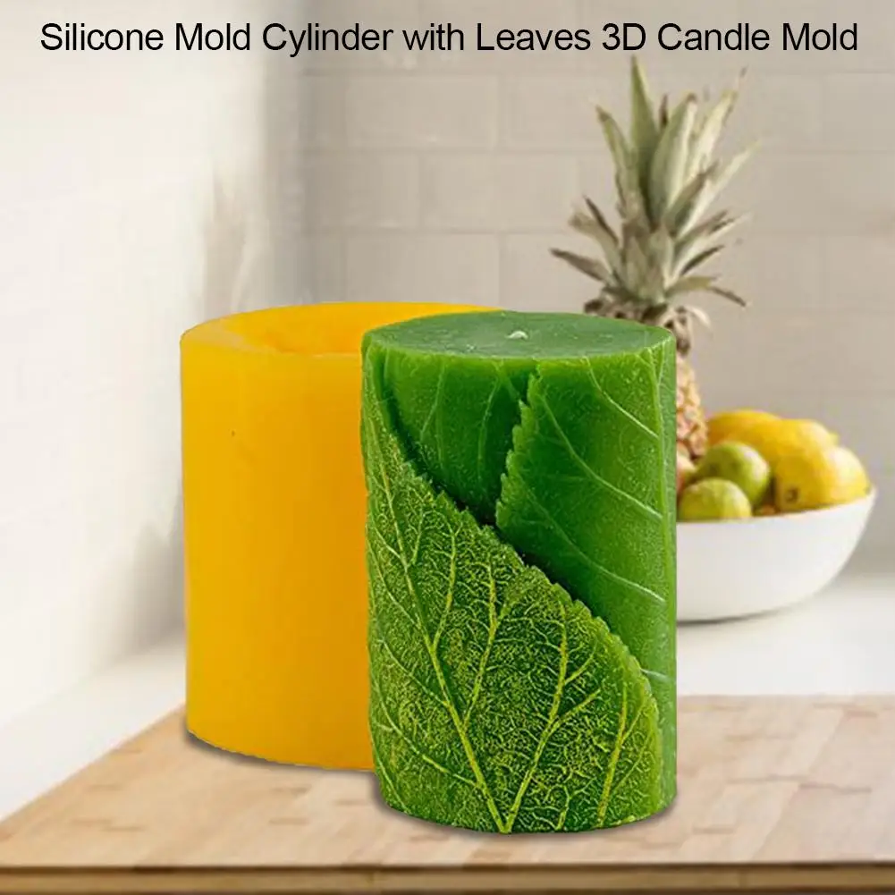 1pcs 3D Silicone Soap Classical Relief Cylinder with Leaves Candle Mold Mould for Handmade Craft Cake DIY Soap Dye Model