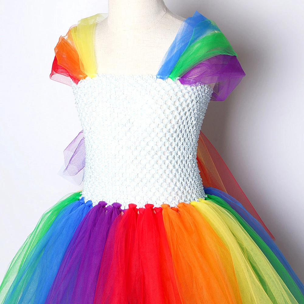 Little Girl Pony Rainbow Tutu Dress Long Kids Birthday Dresses for Girls Princess New Year Costume Christmas Children Clothes