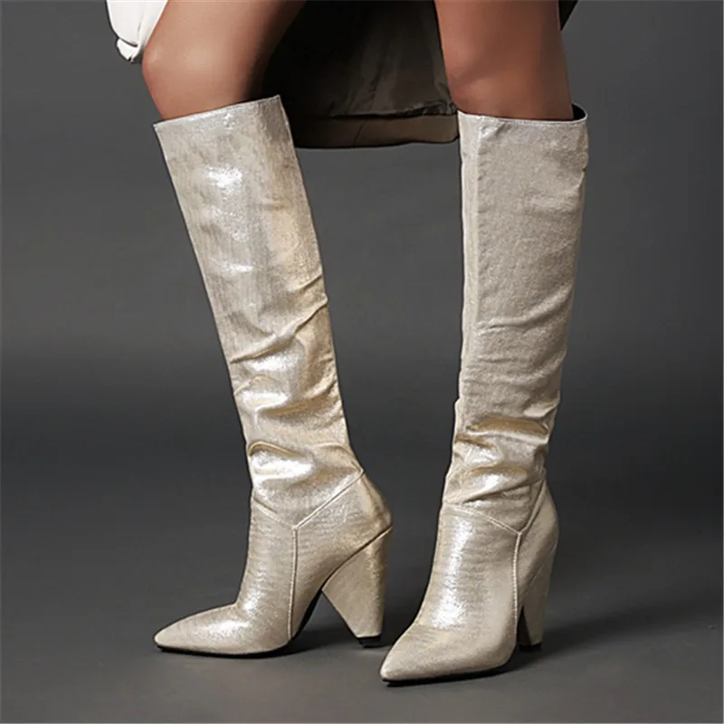 2021 Plus size 34-45 New brand women boots thick high heels autumn winter boots cowboy western knee high boots women shoes