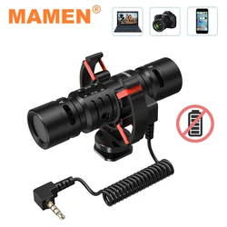 MAMEN Dual-way Pickup Shotgun Video Recording Microphone with Shockproof Base for Smartphone Canon Nikon DSLR Camera Vlog Record