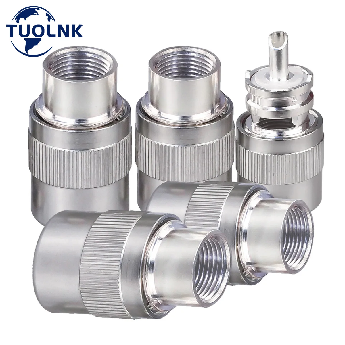 

5pcs/lot TUOLNK UHF PL259 Connector SO239 Male Plug Solder Coax Converter for 5D-FB Coaxial Cable SO239 PL259 Coax Adapter