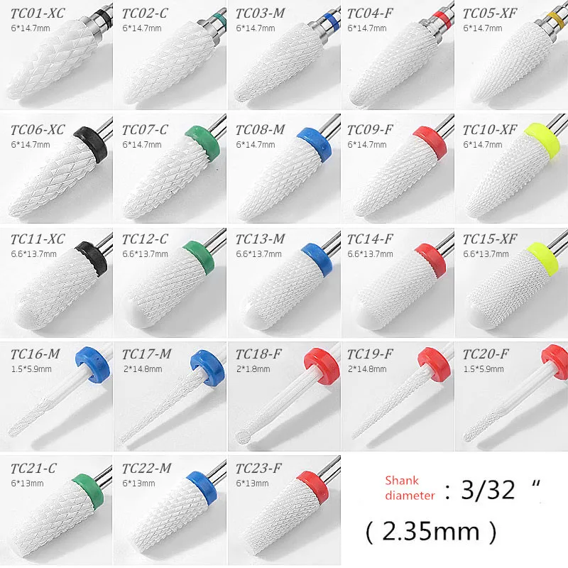 1Pcs Keramik Bohrer Mehrfarbige Bohrer Keramik Nägel Zubehör Punte Fresa Unghie Köpfe Schleifen Für Nail art Maniküre Werkzeuge