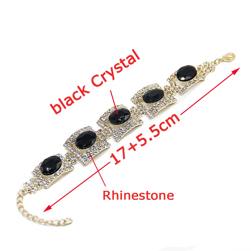 AINAMEISI Gold Color Bracelets for Women Bridal Jewlery Black White Crystal Wedding Rhinestone Chain Link Bracelets & Bangls