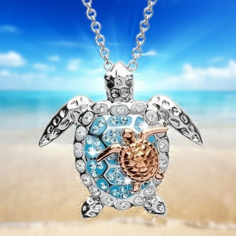 2020 Necklace for Women Zircon Charm Beach Turtle Necklaces Rose Gold Unique Small Turtle Necklace Women Jewelry Gift