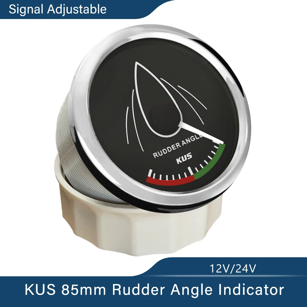 KUS 85mm Boat Rudder Angle Indicator Marine Gauge Adjustable Signal 12V 24V with Red Backlight