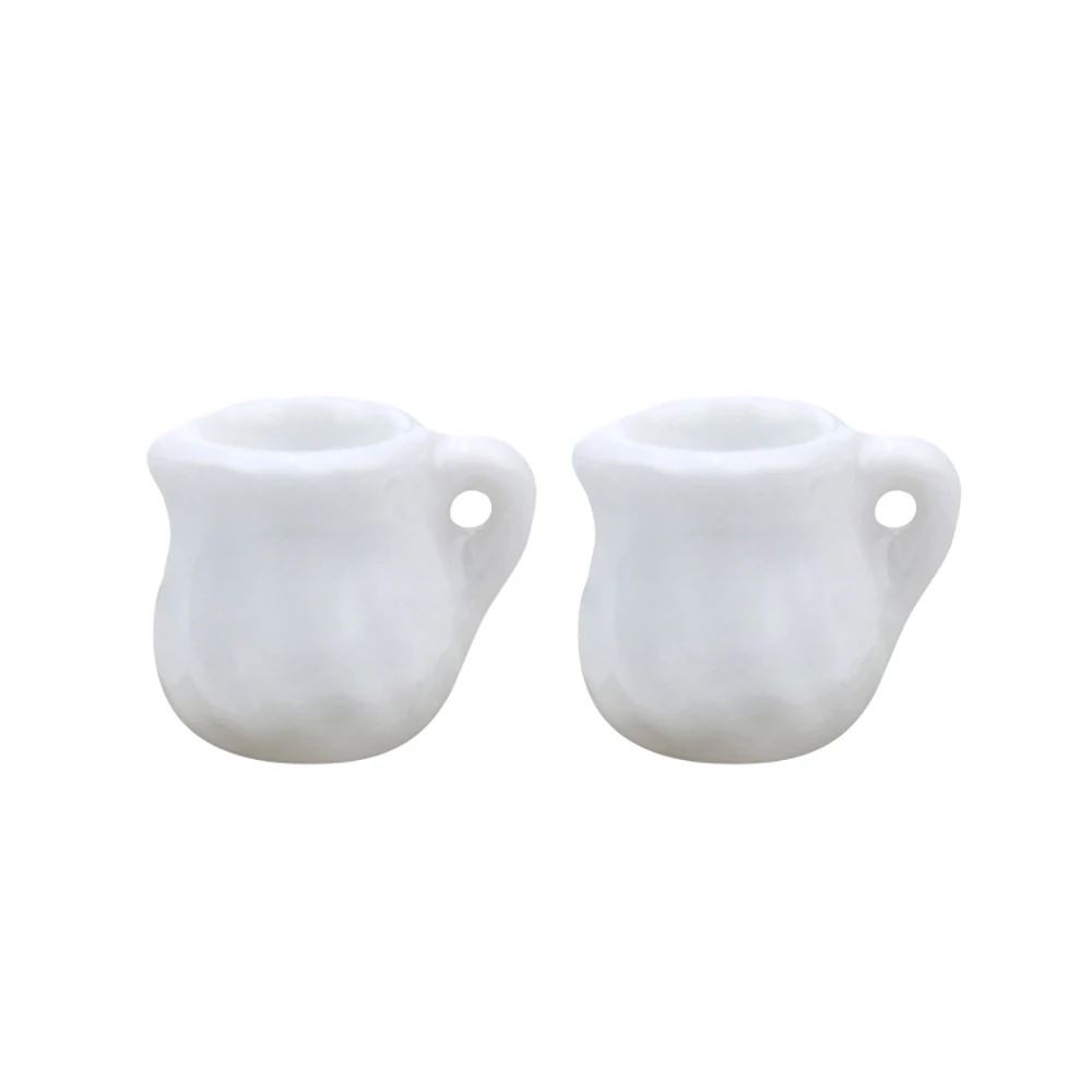 2Pcs 1/12 Dollhouse Miniature Accessories Mini Ceramic Pot Simulation Teapot Kettle Model for Doll House Decoration ob11