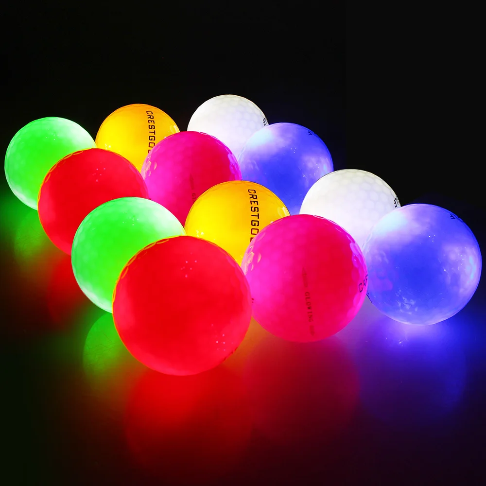 12Pcs Luminous Light Up Glow In The Dark LED Golf Park Balls Night Training