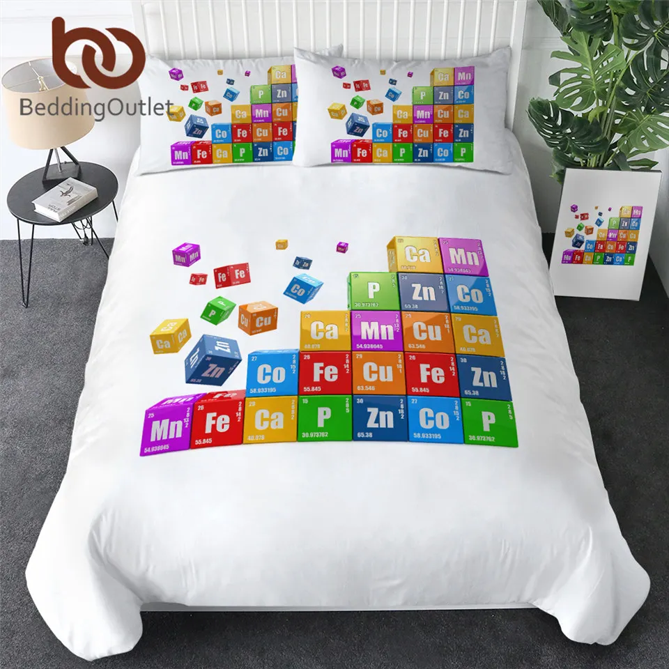

BeddingOutlet Periodic Table Bedding Set Chemistry Duvet Cover King Size Cube Home Decoration Study Laboratory Bedclothes 3pcs
